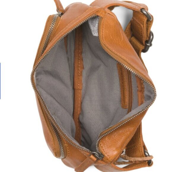 SPIKES & SPARROW Leather Belt Bag With Front Zip Pocket Camel Brown - Picture 13 of 16